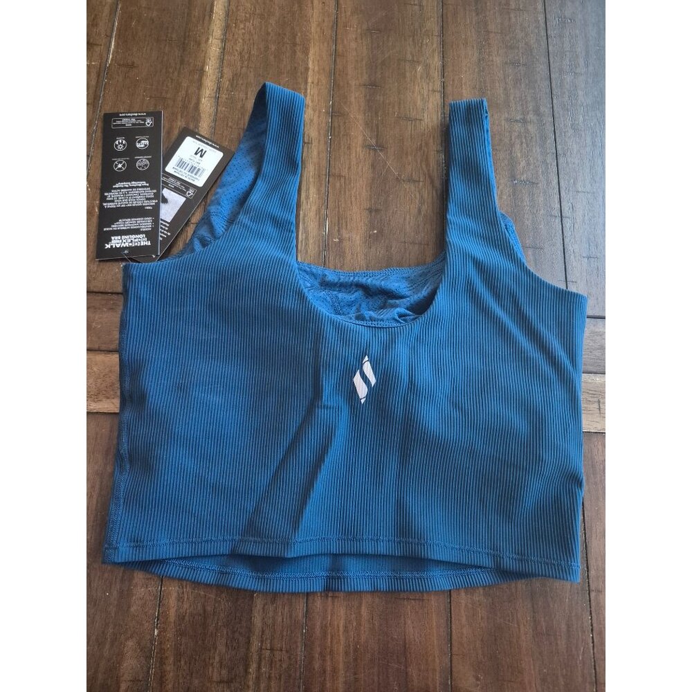 Skechers Blue Ribbed Longline Sports Bra M - Picture 2 of 6